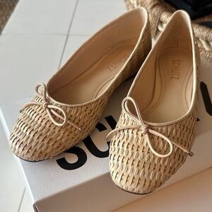 SCHUTZ Arissa Straw Ballet Women's Beige Woven Flats Size 6